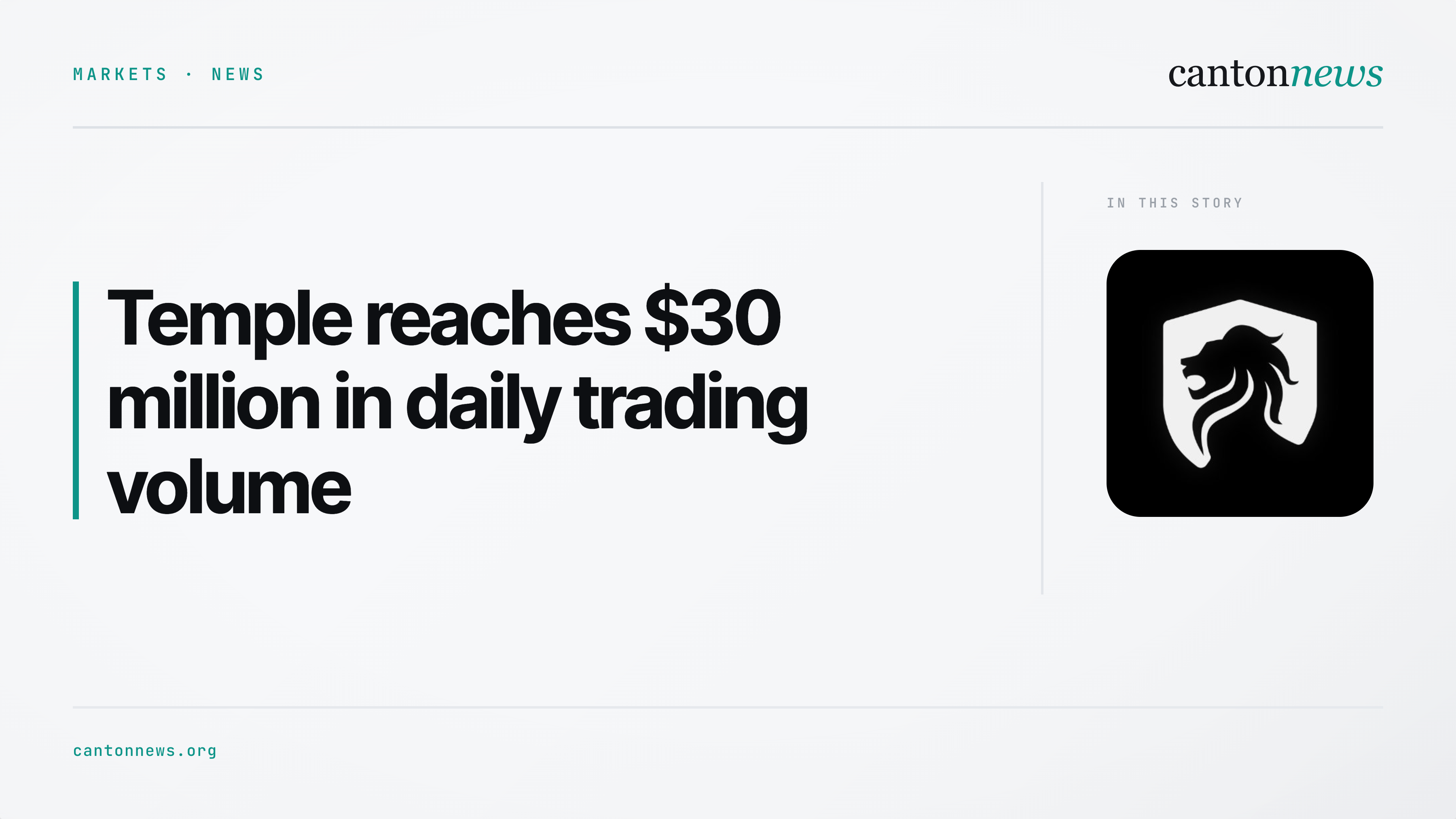 Temple reaches $30 million in daily trading volume on Canton