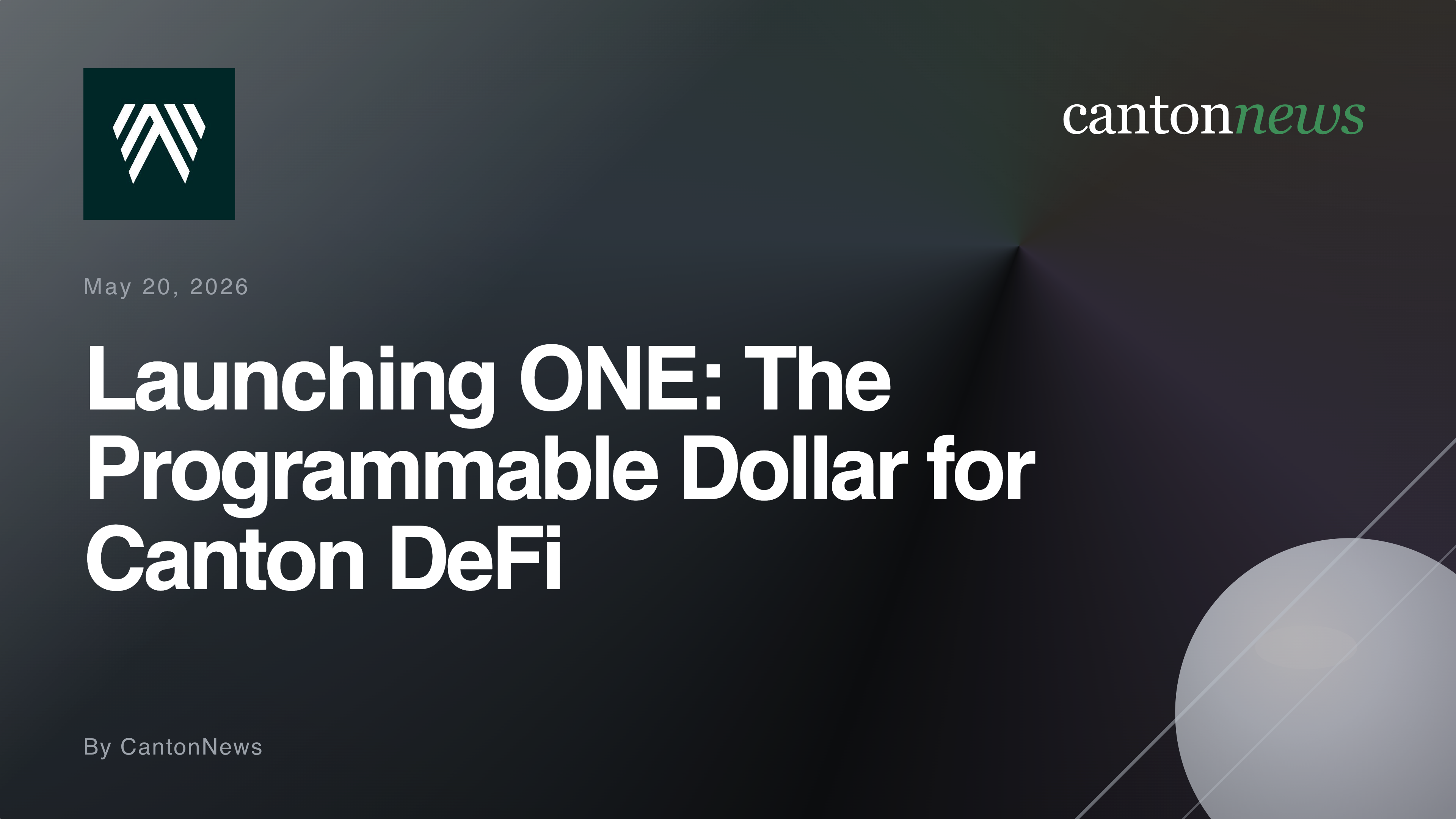 Alpend Launches ONE, a Programmable Dollar Asset for Canton DeFi